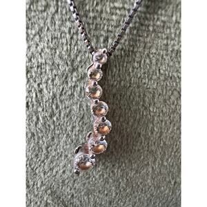 925 Danecraft Sterling Silver Necklace w/ SAI Crystal Drop Pendant Vintage